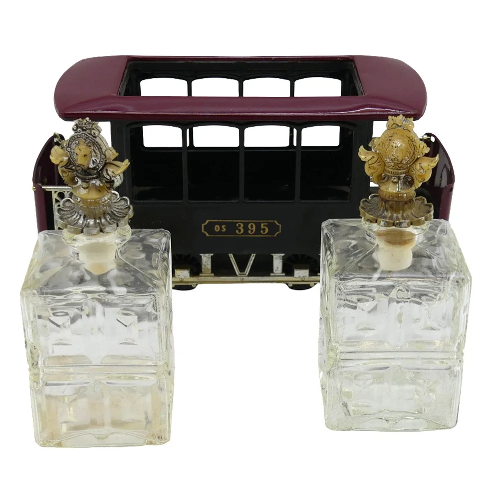 Lot of 3 VTG San Francisco Liquor Set Decanter Trolley Car w/ 2 Glass Bottles